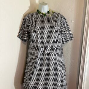Boden Dress Size 16R Black White Career Knee Length